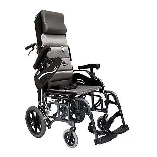 Karman Healthcare VIP-515-TP-18 Foldable Tilt in Space Space Reclining Transport Wheelchair