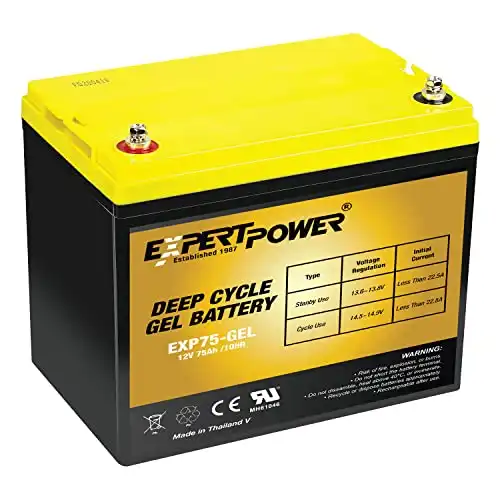 ExpertPower 12V 75AH Gel Deep Cycle Battery Replaces BCI Group 24M Marine & RV
